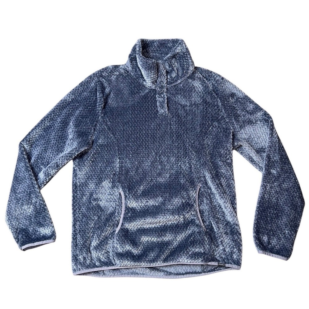 Eddie Bauer Womens Quest‎ Plush 1/4 Zip Fleece Pullover Blue Gray XL ELT3588T